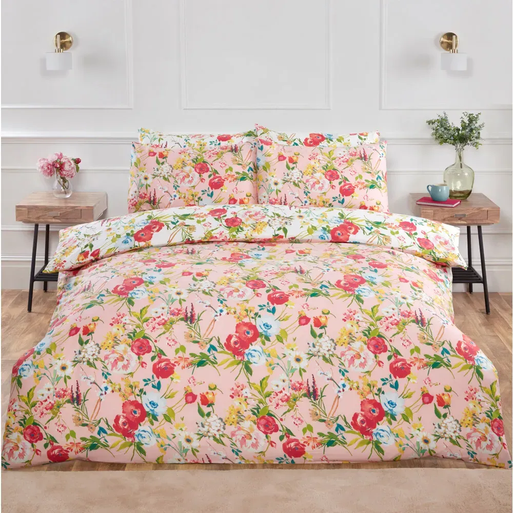 Ashbourne King Size Duvet Set - Pink, Microfibre