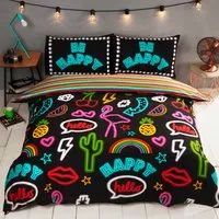 Be Happy Double Duvet Cover Set - Multicolour