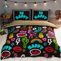 Be Happy Single Duvet Cover Set - Multicolour