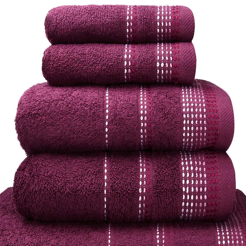 Berkley Embroidered Hand Towel - Purple, Cotton