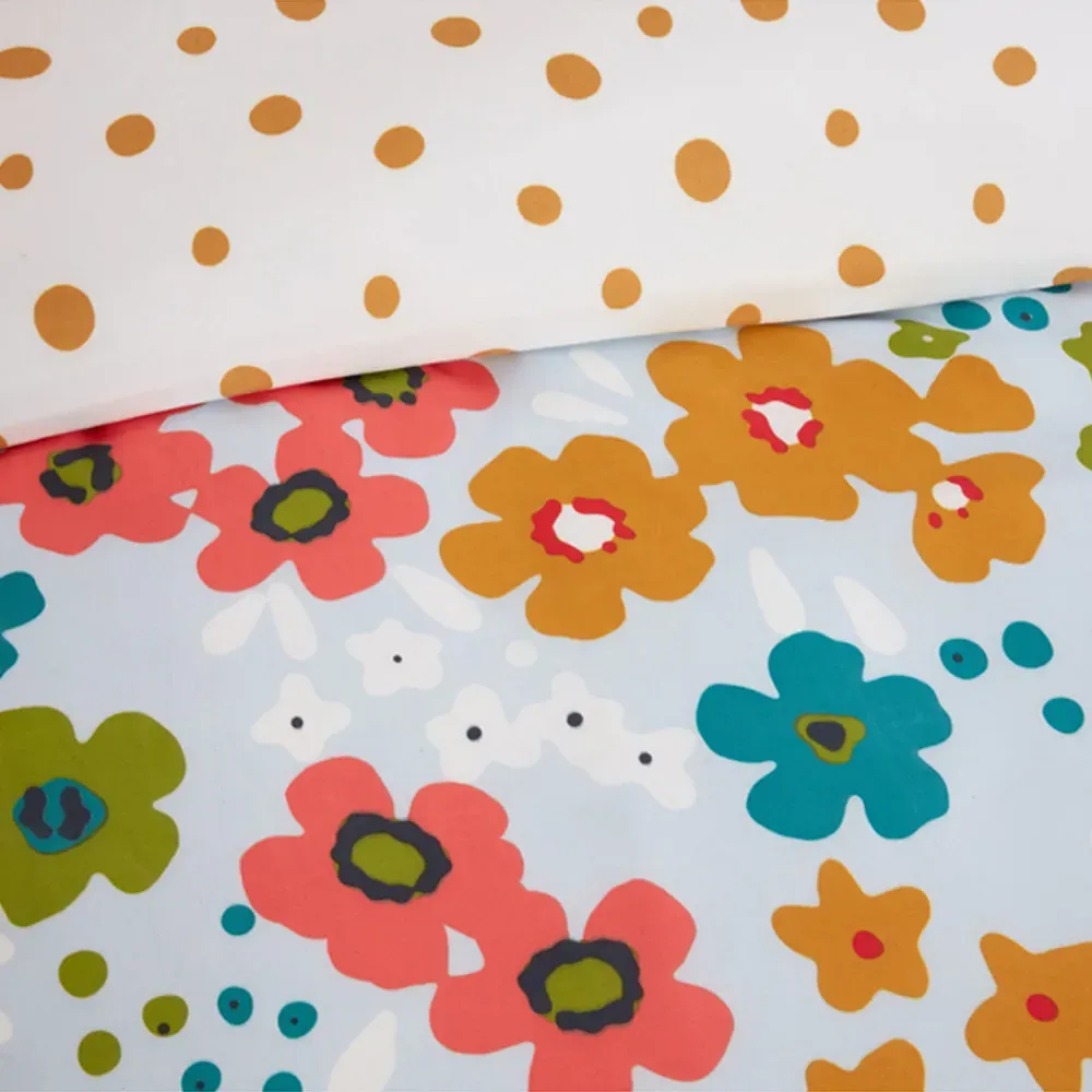 Betty Double Duvet Cover Set Reversible - Blue, Polyester