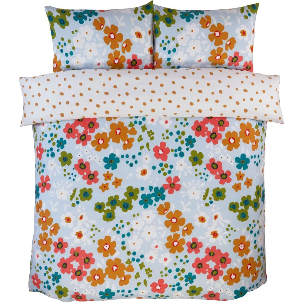 Betty King Size Duvet Cover Set Reversible - Blue, Polyester