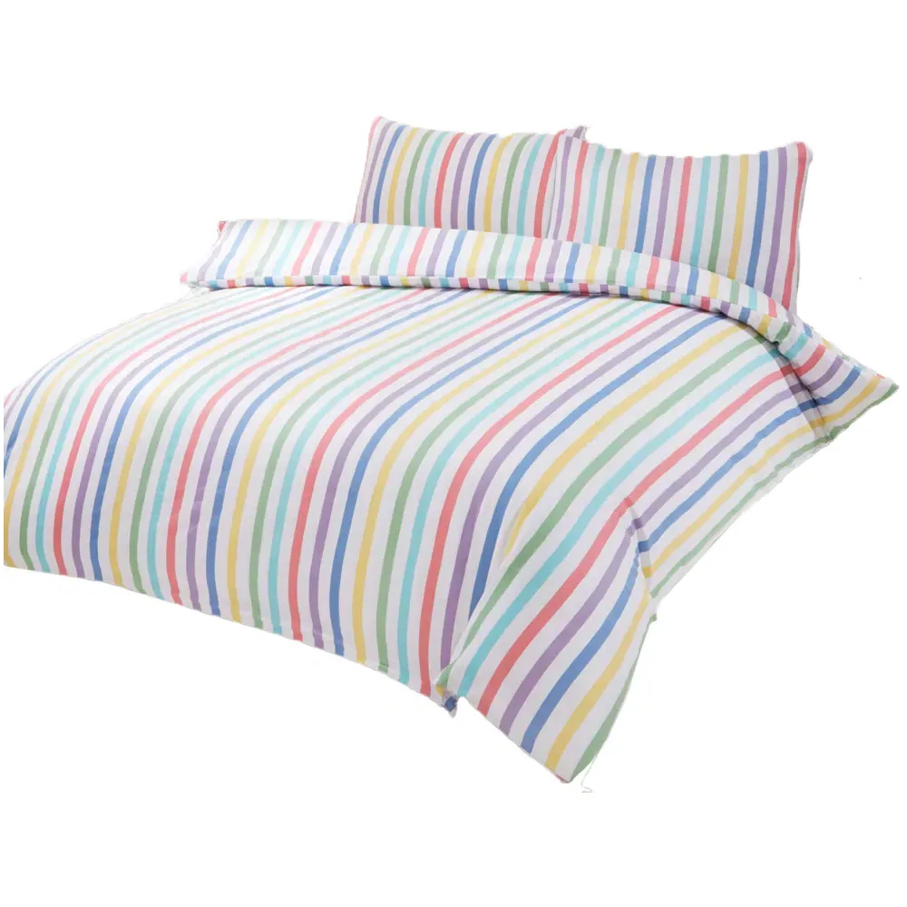 Candy Stripe Double Duvet Set - Multi, Brushed Cotton