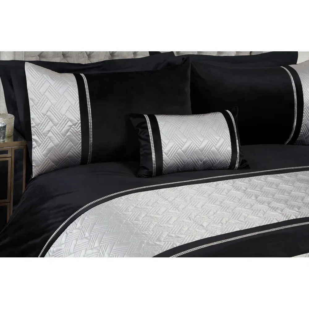 Capri Boudoir Cushion with Studs - Black, Velvet