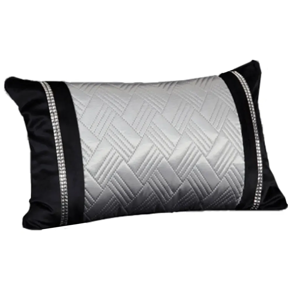 Capri Boudoir Cushion with Studs - Black, Velvet