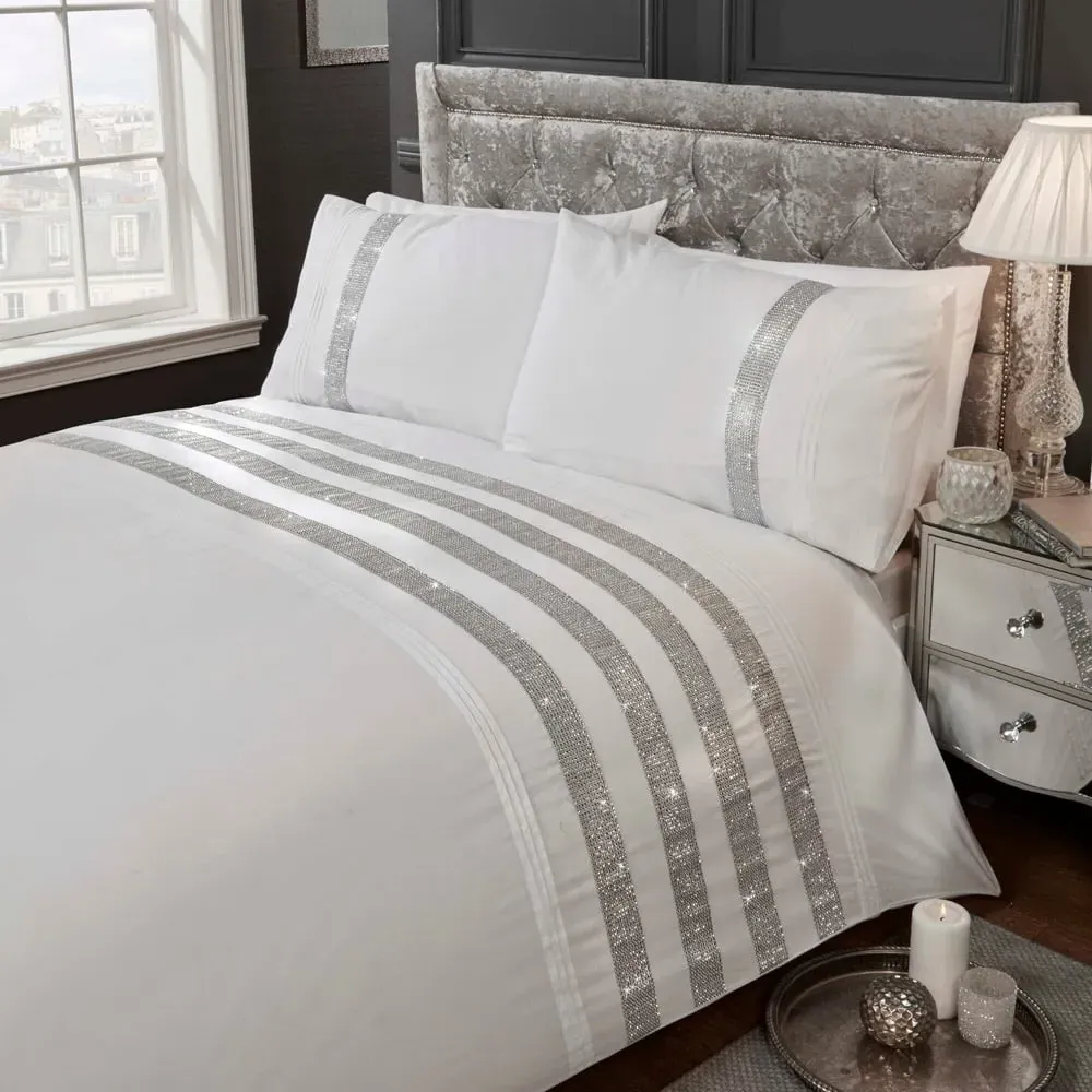Carly Single Duvet Set - White, Polycotton image