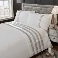 Carly Super King Size Duvet Set - White, Polycotton