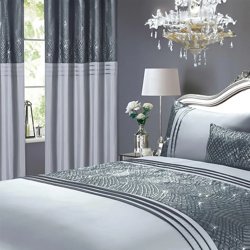 Charleston Eyelet Curtains - Grey