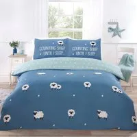 Counting Sheep King Size Duvet Set - Blue, Microfibre