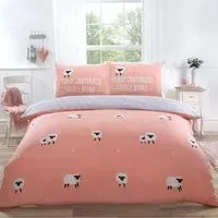 Counting Sheep Single Duvet Set - Pink, Microfibre