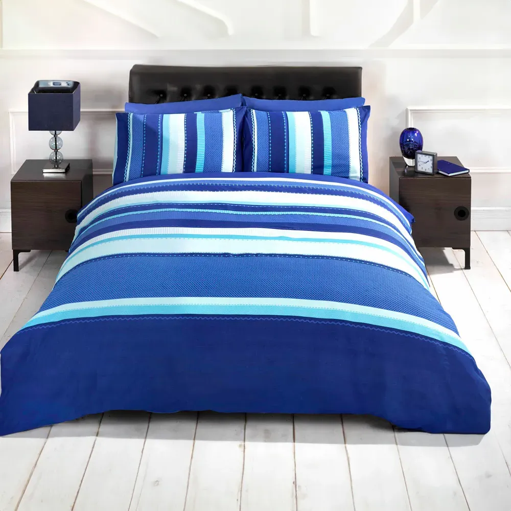 Detroit King Size Duvet Cover Set - Blue, Cotton