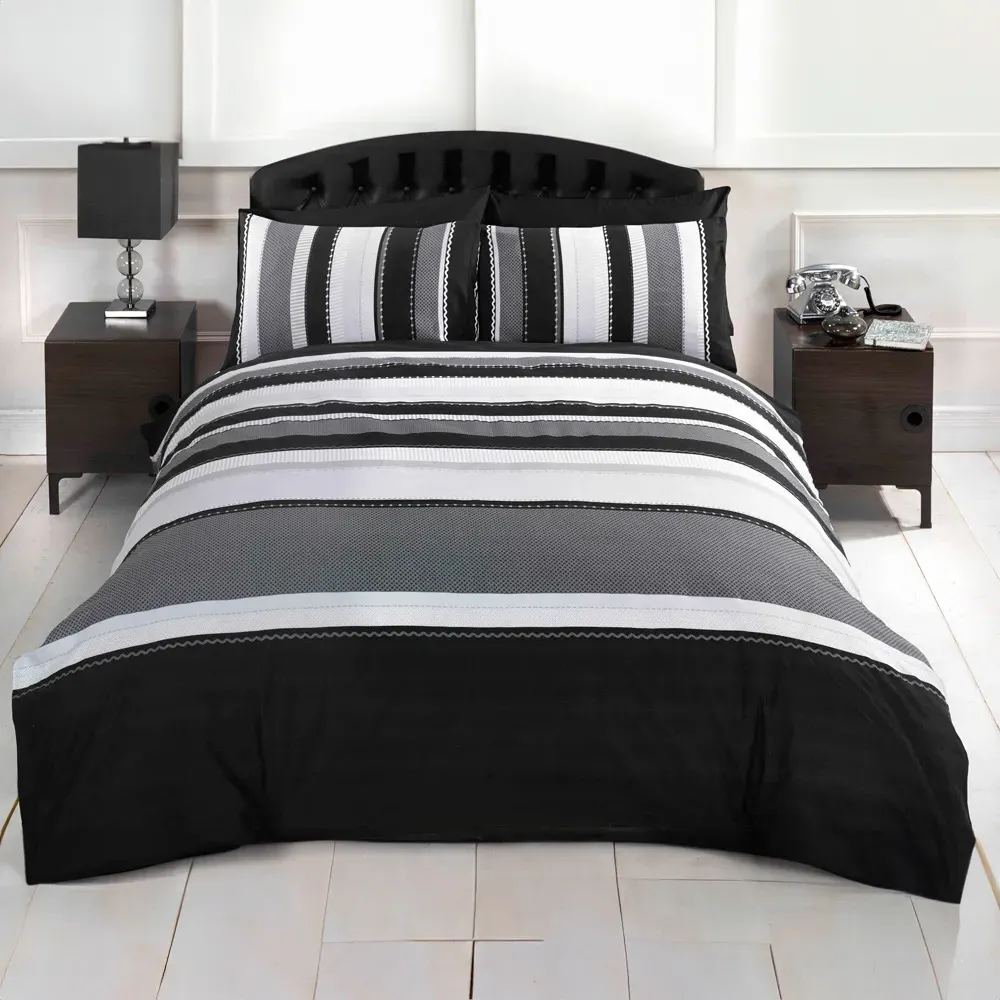Detroit King Size Duvet Cover Set - Grey, Cotton
