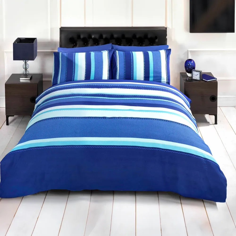 Detroit Single Duvet Cover Set - Blue, Cotton image