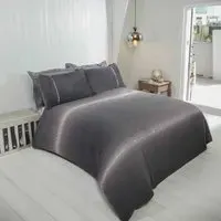 Diamante Double Duvet Cover Set - Grey, Teddy Fleece