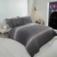 Diamante Single Duvet Cover Set - Grey, Teddy Fleece