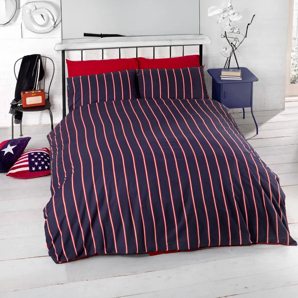 Don't Wake Me Up Double Duvet Cover Set - Navy, Cotton