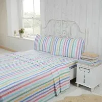 Double Candy Stripe Sheet Set - Multi, Brushed Cotton