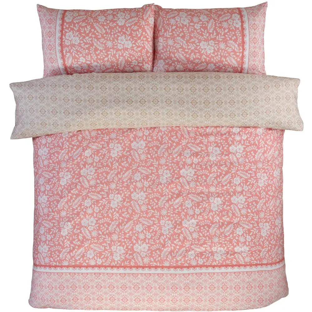 Eleanor Single Floral Reversible Duvet Cover Set - Pink, Polyester
