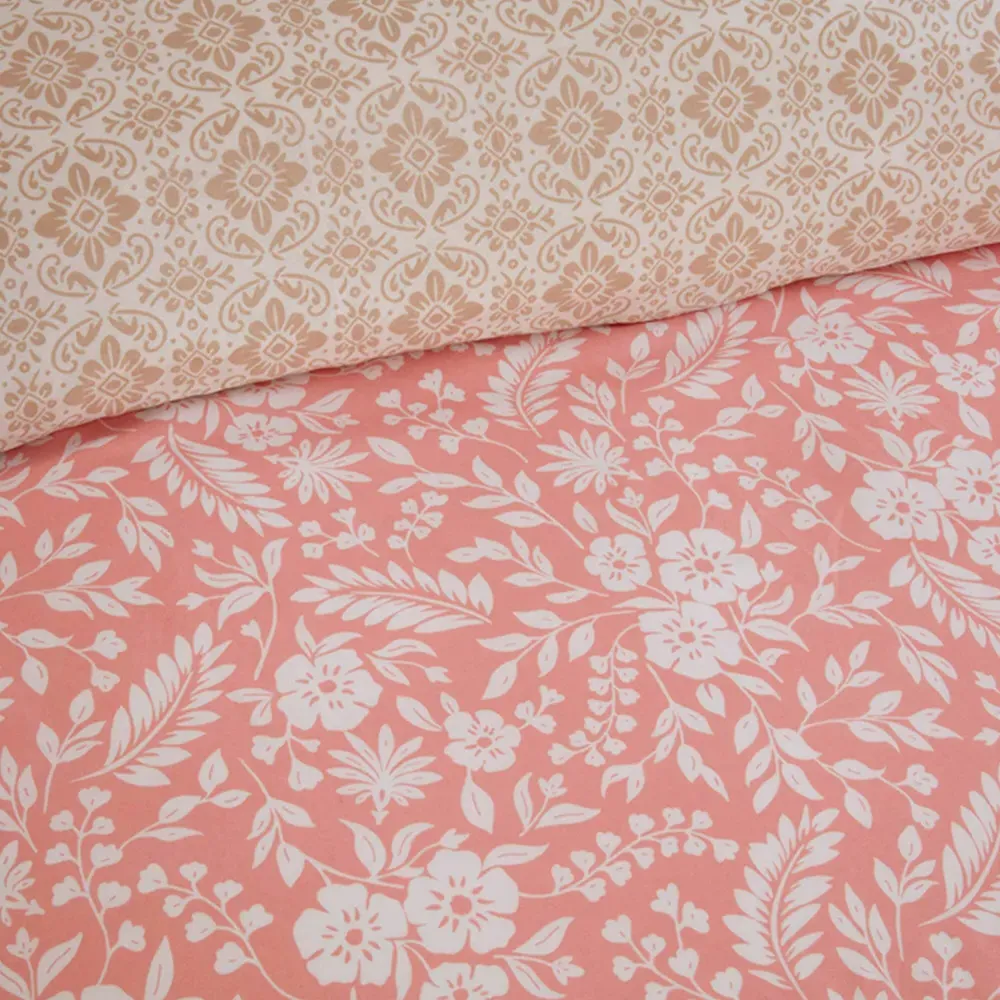 Eleanor Single Floral Reversible Duvet Cover Set - Pink, Polyester