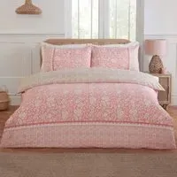 Eleanor Single Floral Reversible Duvet Cover Set - Pink, Polyester
