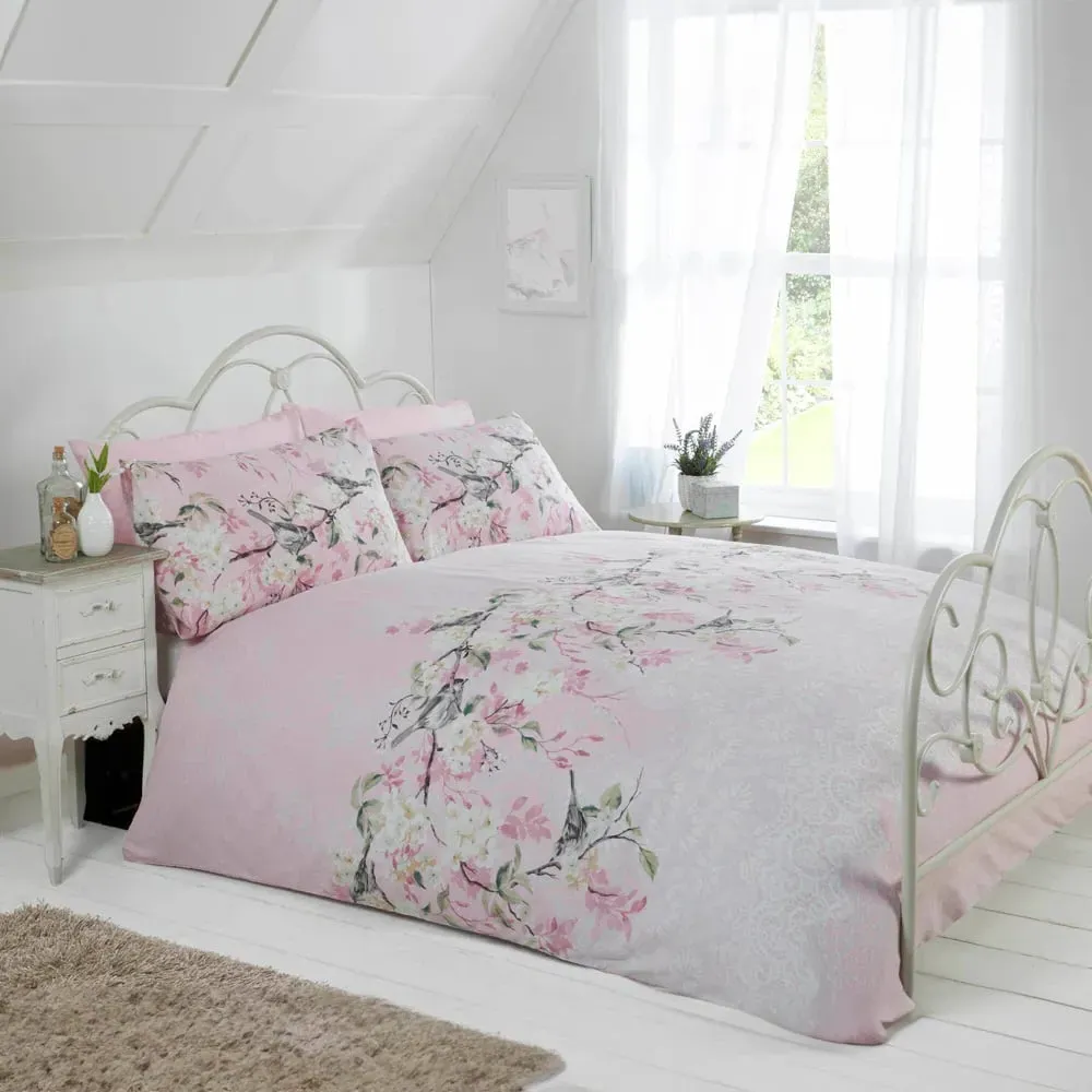 Eloise King Size Duvet Cover Set - Pink, Cotton