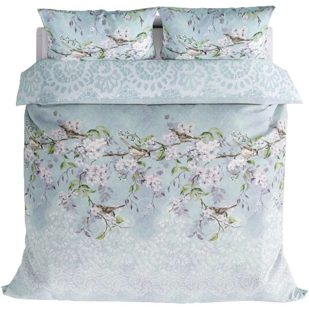 Eloise Single Duvet Cover Set - Blue, Cotton