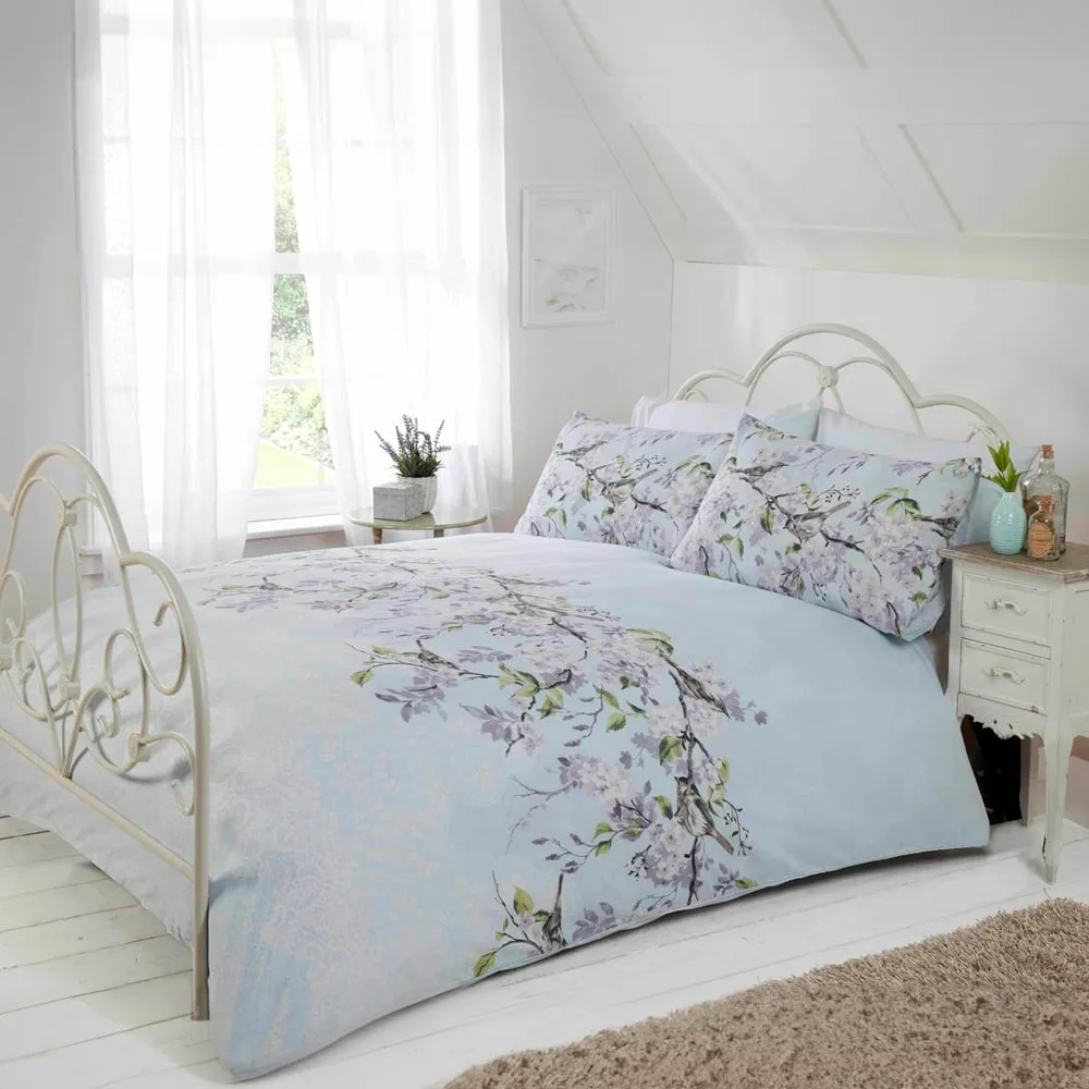 Eloise Single Duvet Cover Set - Blue, Cotton image