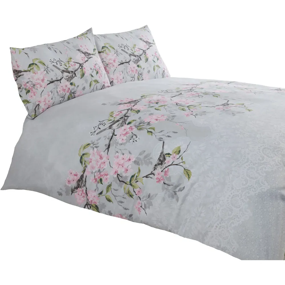 Eloise Single Duvet Cover Set - Grey, Cotton