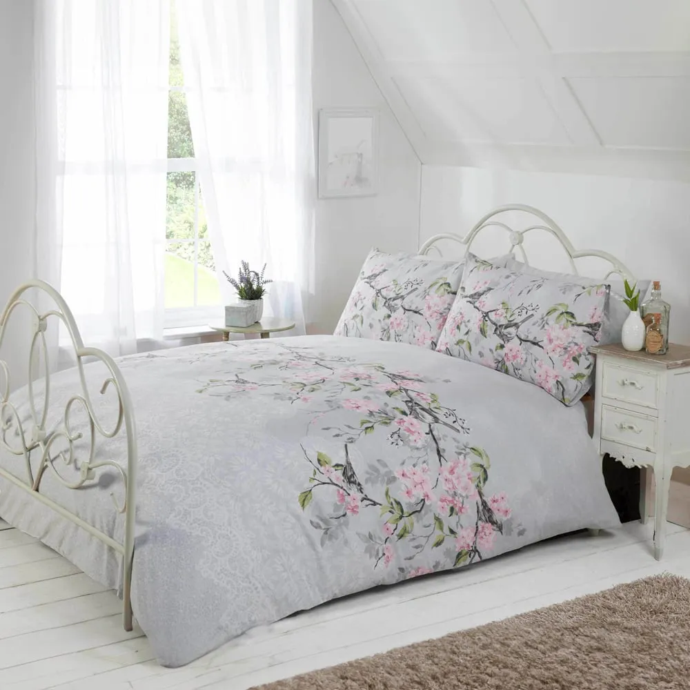 Eloise Single Duvet Cover Set - Grey, Cotton