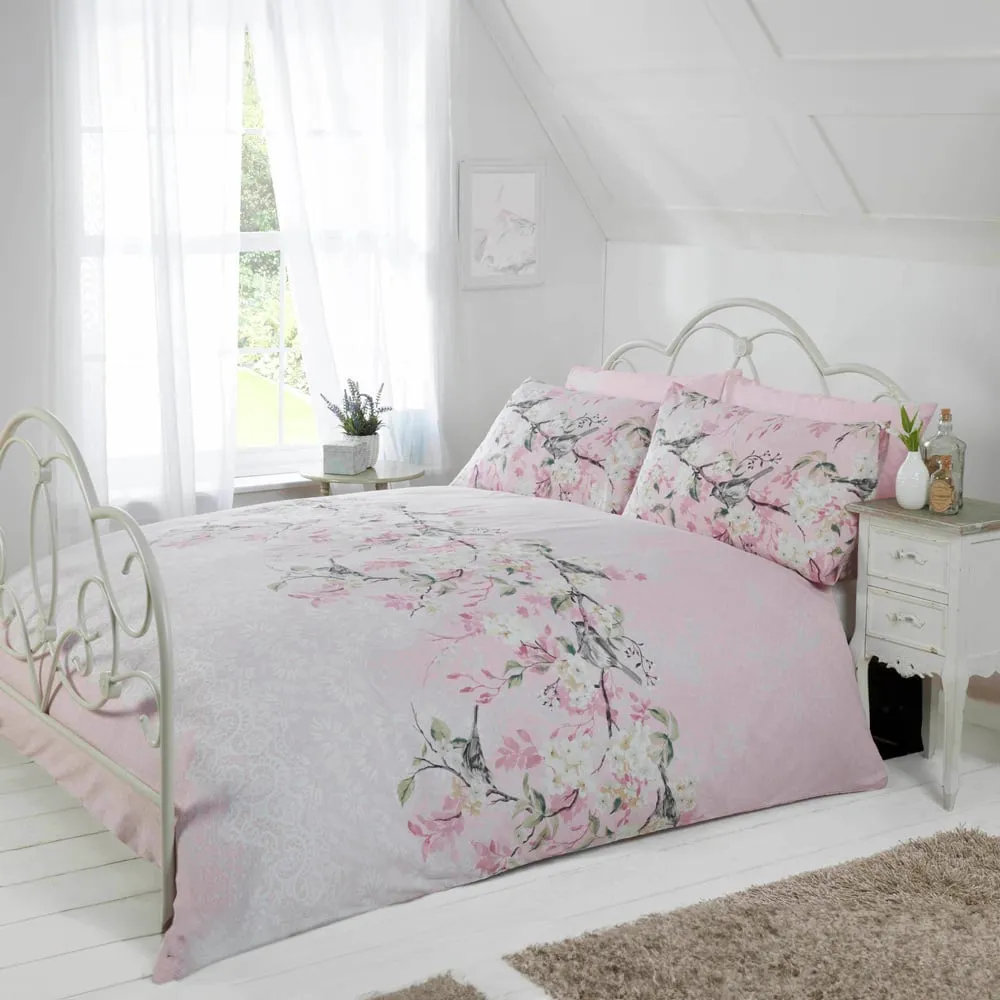 Eloise Single Duvet Cover Set - Pink, Cotton