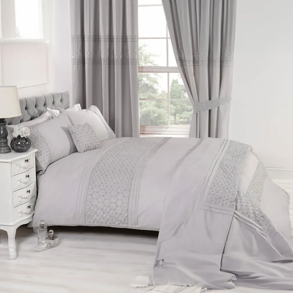 Everdean King Size Duvet Set - Silver, Cream image