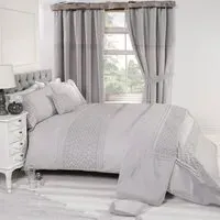 Everdean Super King Size Duvet Set - Silver, Cream