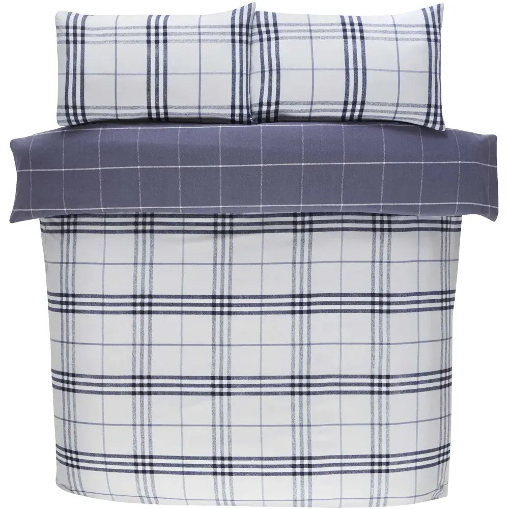 Harris King Size Check Duvet Set - Blue, Microfibre