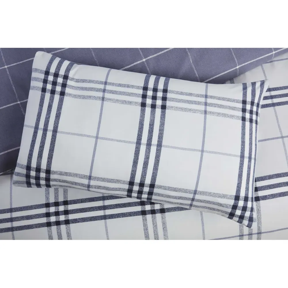 Harris King Size Check Duvet Set - Blue, Microfibre