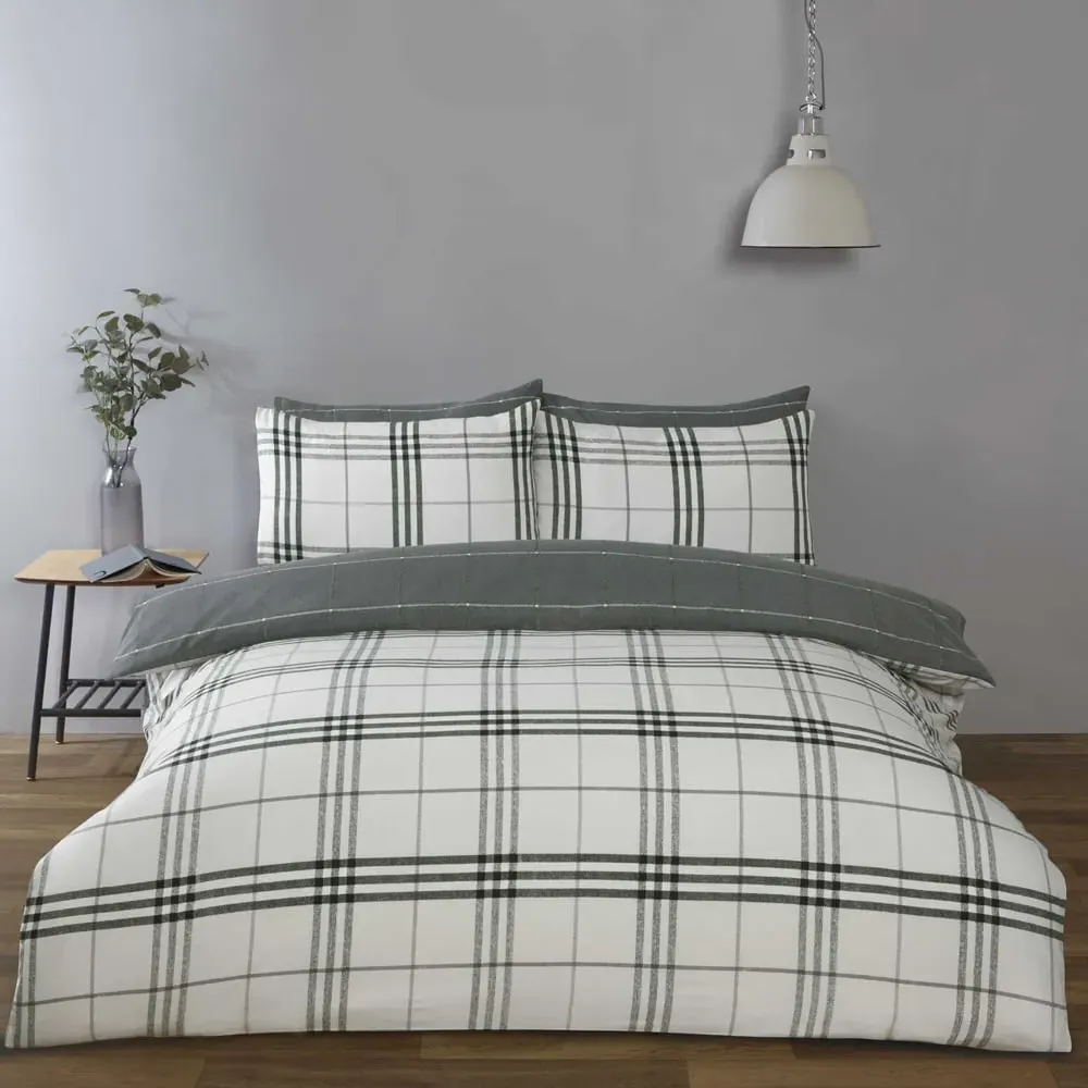 Harris King Size Check Duvet Set - Grey, Microfibre image