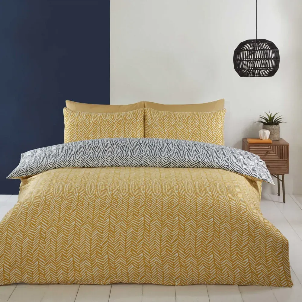 Helston Double Duvet Set - Yellow, Microfiber