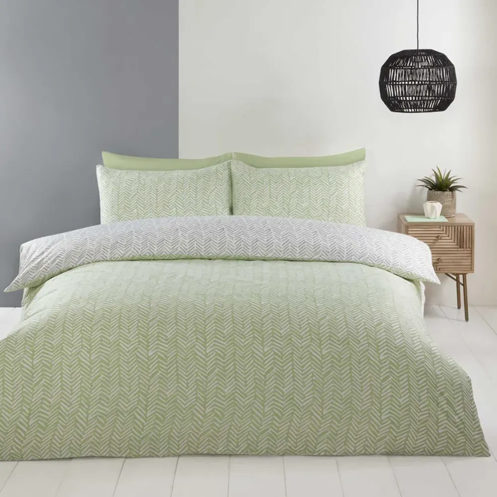 Helston King Size Duvet Set - Green, Microfiber