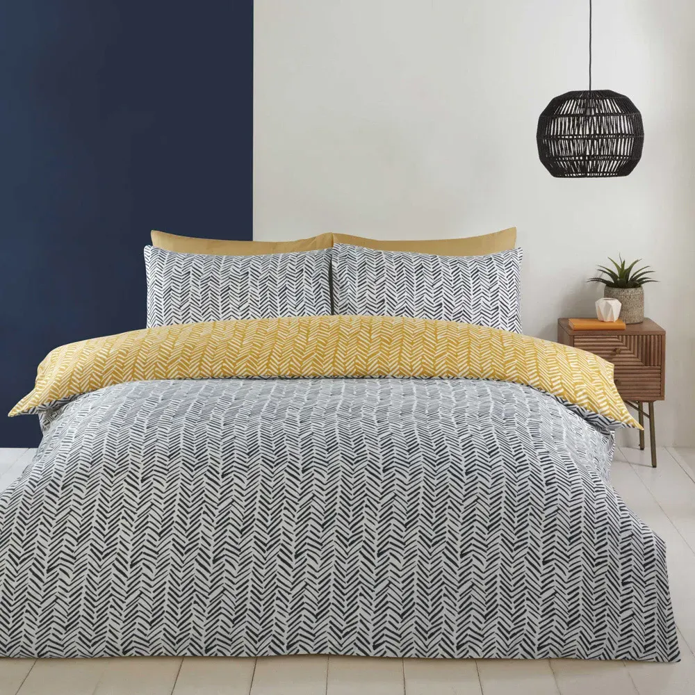 Helston Single Duvet Set - Yellow, Microfiber