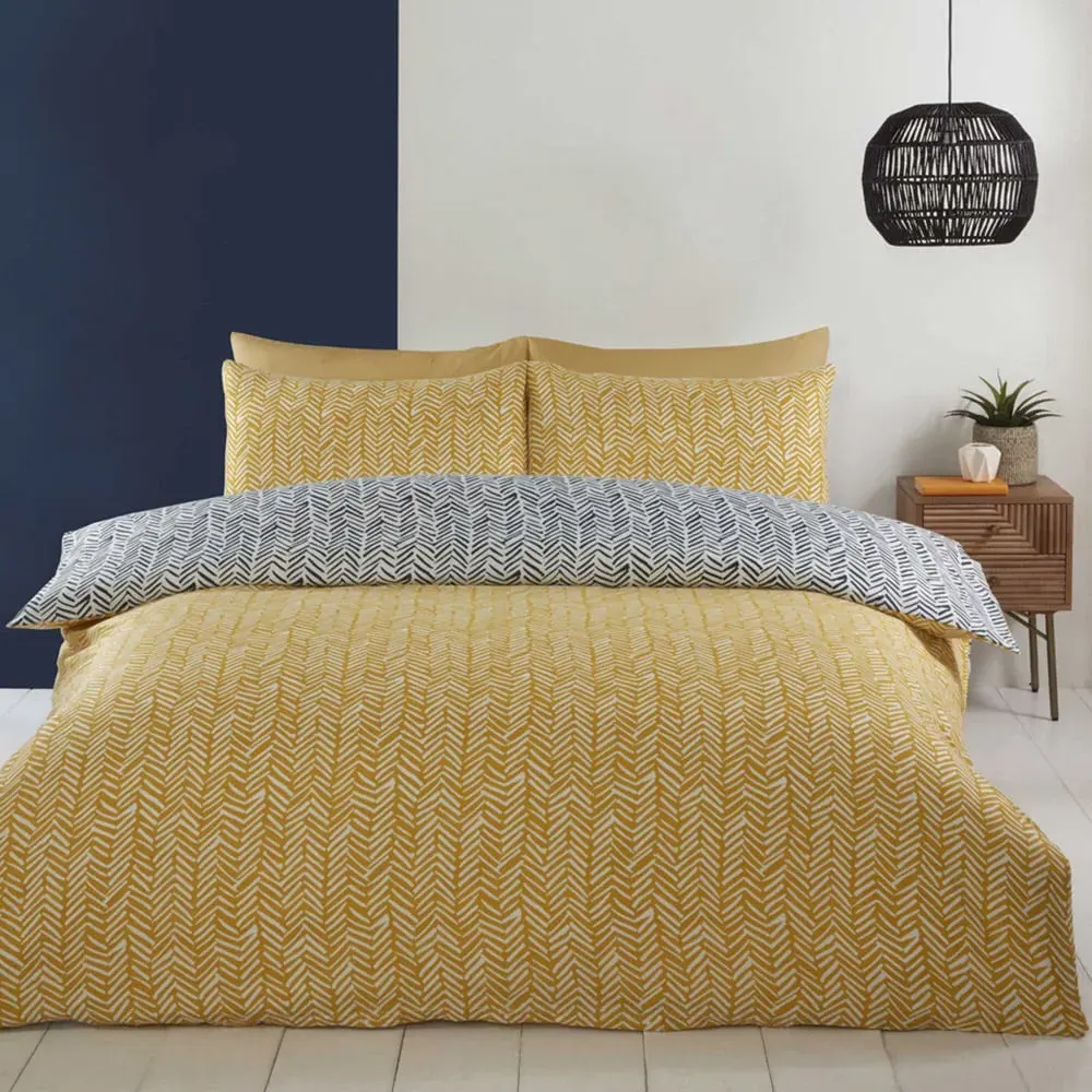 Helston Single Duvet Set - Yellow, Microfiber