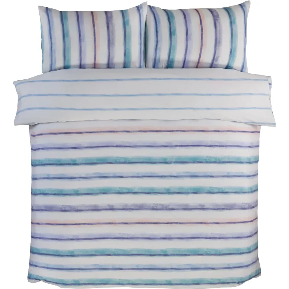 Horizon King Size Duvet Cover Set Reversible - Blue, Polyester