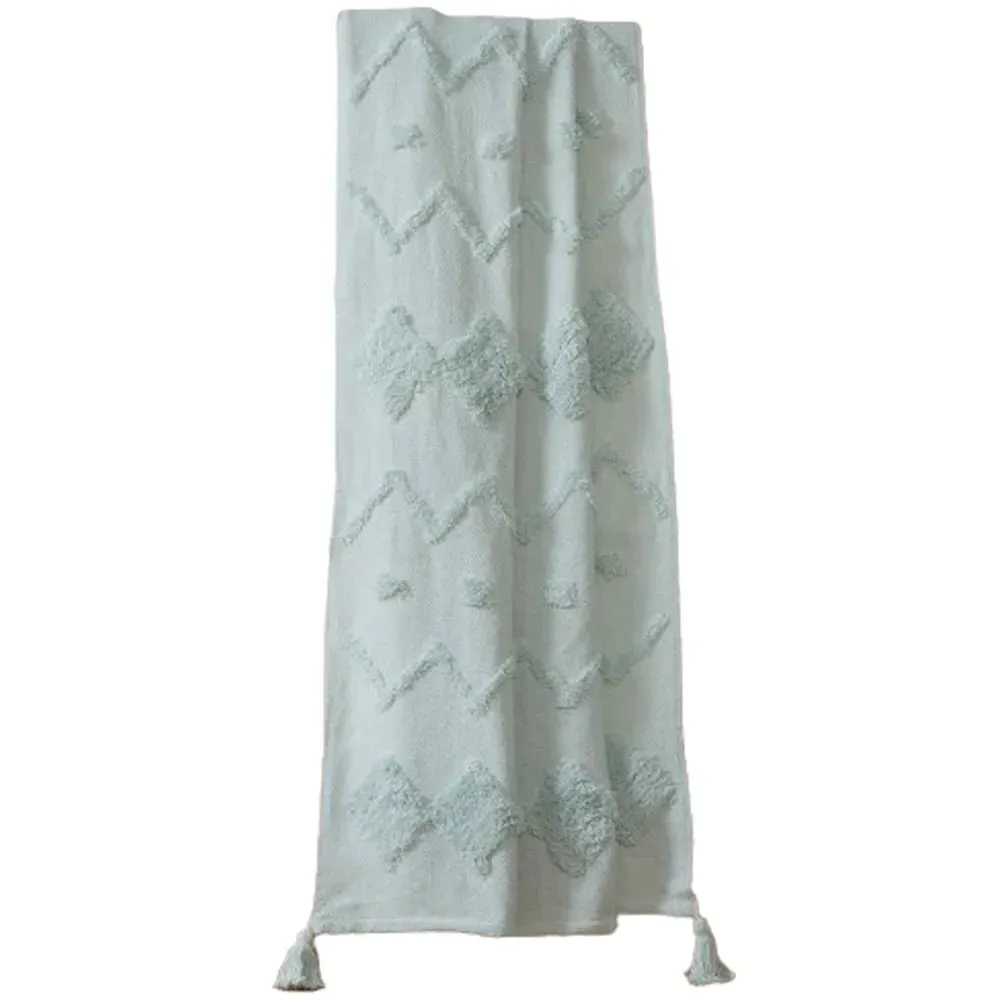 Juniper Tufted Cotton Throw Blanket - Blue