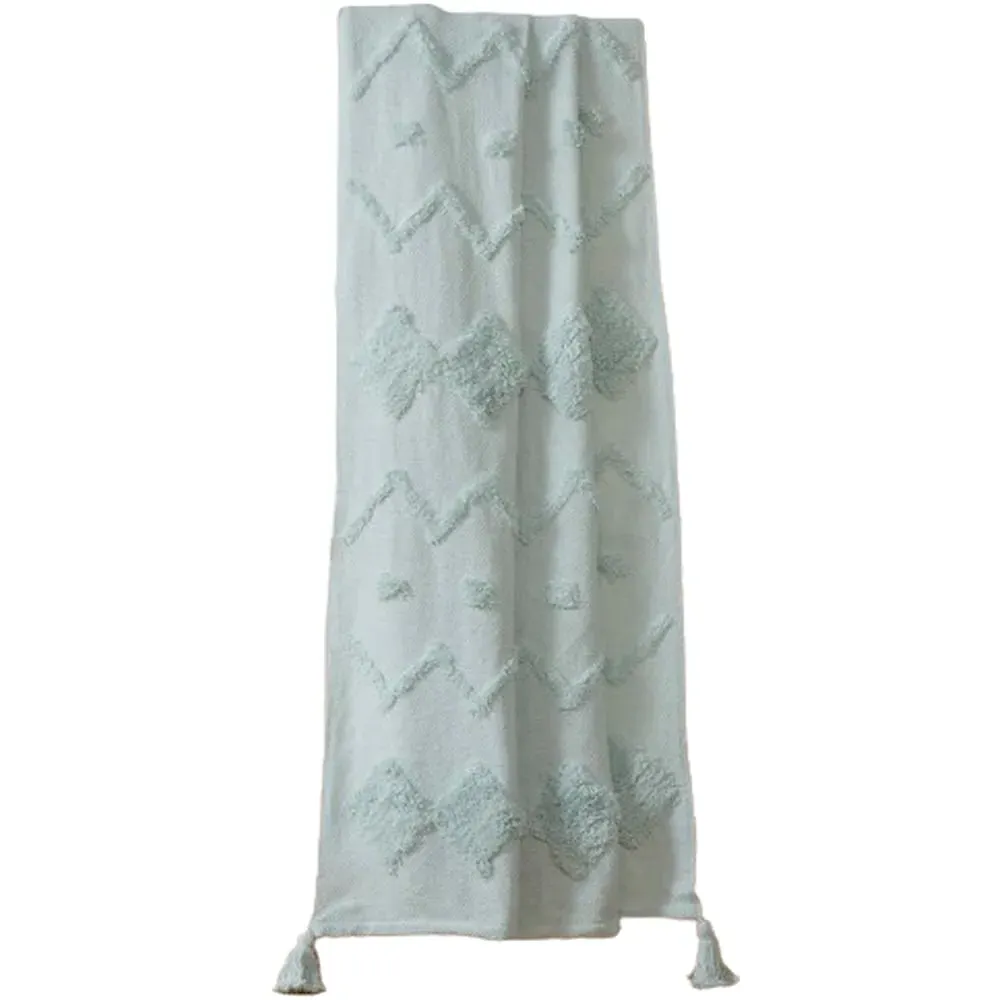 Juniper Tufted Cotton Throw Blanket - Blue image