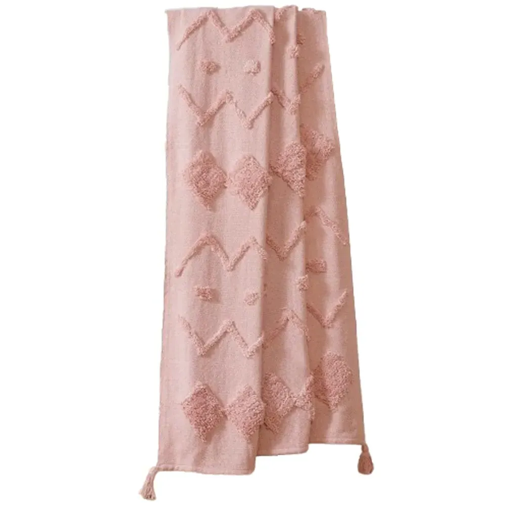 Juniper Tufted Cotton Throw Blanket - Pink
