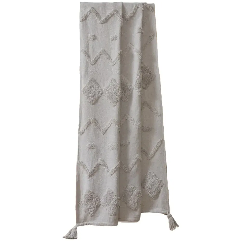 Juniper Tufted Cotton Throw Blanket - Silver