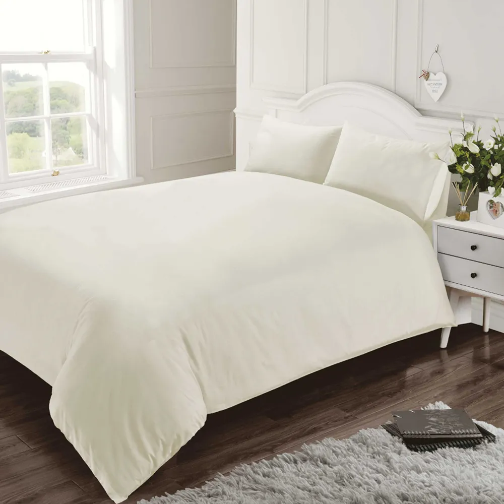King 400 Thread Count Quilt Cover - Cream, Cotton Percale