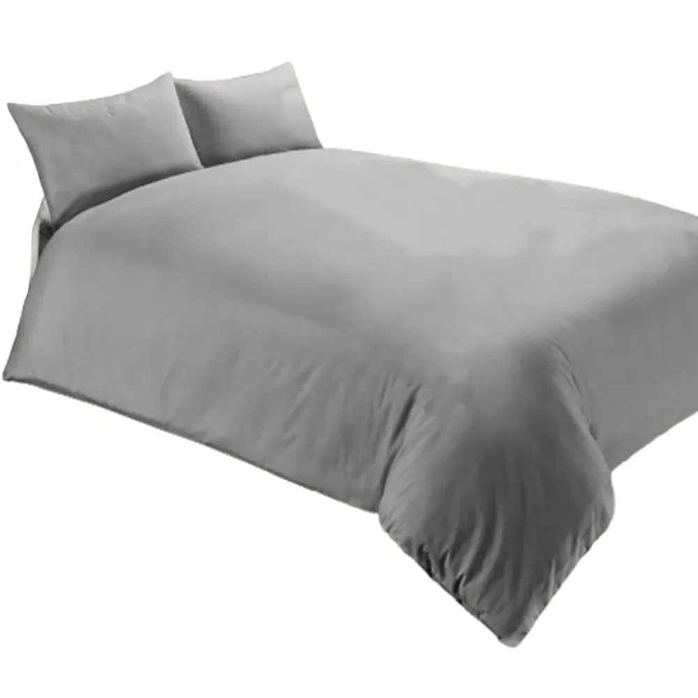 King 400 Thread Count Quilt Cover - Silver, Cotton Percale
