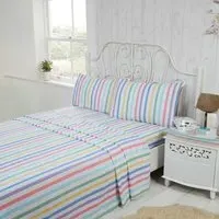 King Candy Stripe Sheet Set - Multi, Brushed Cotton