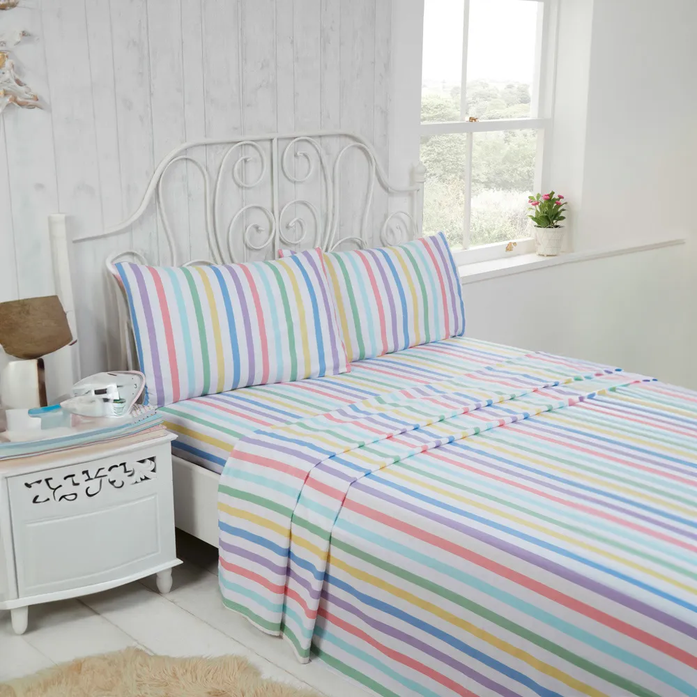 King Candy Stripe Sheet Set - Multi, Brushed Cotton