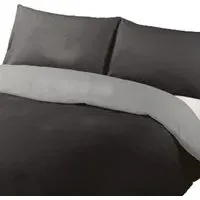 King Reversible Quilt Cover - Black, Polycotton Percale