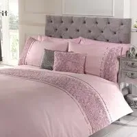 Limoges Double Duvet Set with Ruffles - Pink
